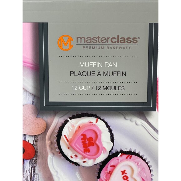 Master Class Cup Cake/Muffin Pan 12 Cup Heavy Gauge Steel Non-Stick Pink - Picture 2 of 9